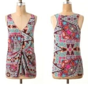 Anthropologie Leifnotes Glass Tile Silk Knot top size 4